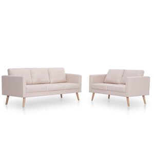 vidaXL sofas&aelig;t i 2 dele stof cremefarvet