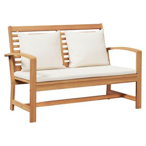 vidaXL b&aelig;nk med pude Brun og Creme 110 x 66 x 76 cm Massiv Teaktr&aelig;