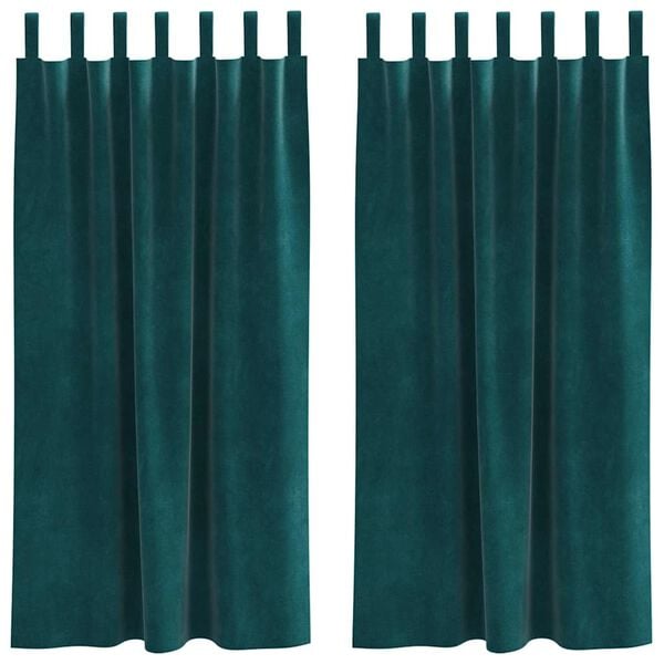 vidaXL Mørklægningsgardiner 2 pcs Mørkegrøn 140 x 175 cm Fløjl