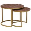 vidaXL Nesting Kaffeborde 2 pcs M&oslash;rk Brun Massivt mangotr&aelig; og st&aring;l