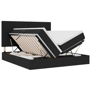vidaXL LED opbevarings seng med madras Sort 180 x 200 cm Stof