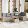 vidaXL Sofa S&aelig;t med pude 7 pcs Beige polyrattan