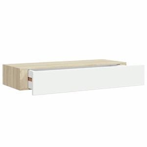 vidaXL v&aelig;gmonteret skuffehylde eg og hvid 60x23,5x10 cm MDF