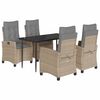 vidaXL spisebordss&aelig;t til haven 5 dele med hynder polyrattan beige