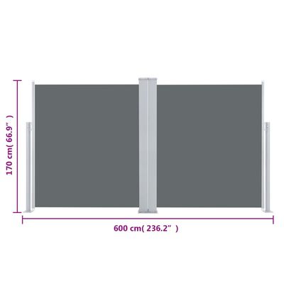 vidaXL dobbelt sidemarkise til terrassen 170 x 600 cm antracitgrå