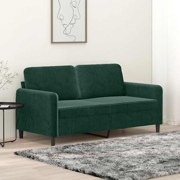 vidaXL 2-personers sofa 140 cm fløjl mørkegrøn