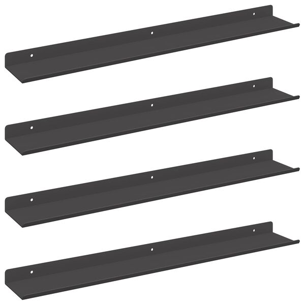 vidaXL Sv&aelig;vende hylde V&aelig;gmonteret 4 pcs Sort 60 x 8,5 x 2,5 cm St&aring;l