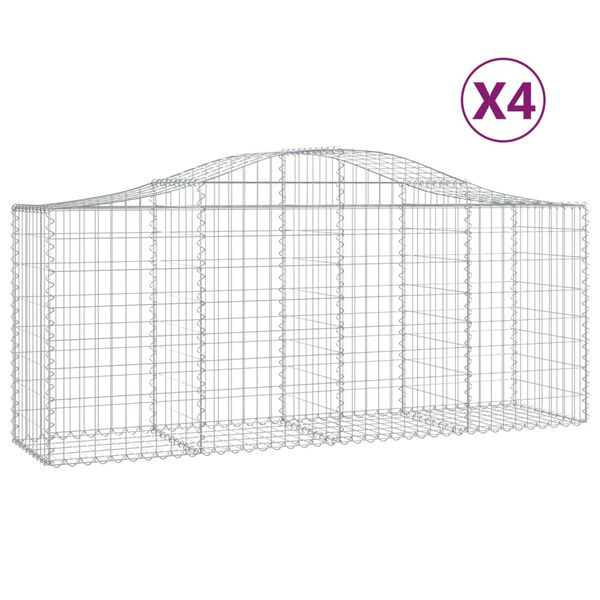 vidaXL buede gabionkurve 4 stk. 200x50x80/100 cm galvaniseret jern