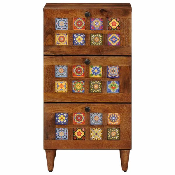 vidaXL Sideboard med skuffe Valn&oslash;d 40 x 33 x 75 cm Massivt mangotr&aelig;