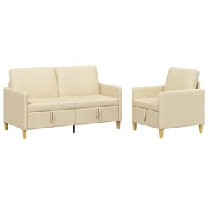 vidaXL Sofa s&aelig;t med opbevaring 2 stk. Cremefarvet Polyester