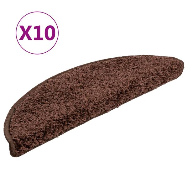 vidaXL trappem&aring;tter 10 stk. 56x17x3 cm brune halvrunde