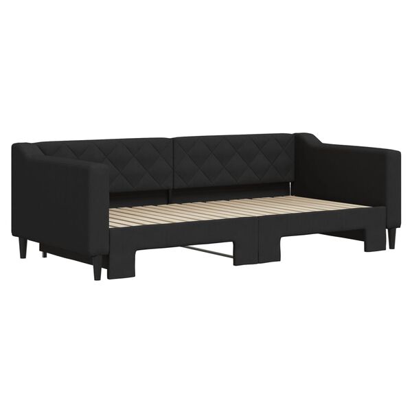 vidaXL daybed med udtr&aelig;k 90x190 cm stof sort