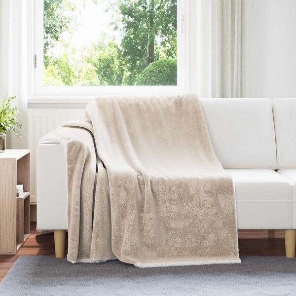 vidaXL Throw t&aelig;ppe Beige 150 x 200 cm Fleece