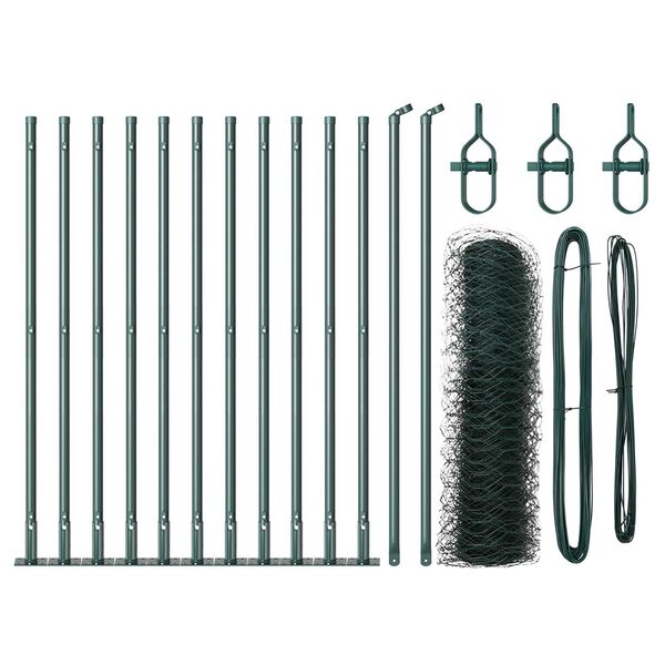 vidaXL Hegnspæl Grøn 25 x 0,4 m (50 mm net) Stål og PVC