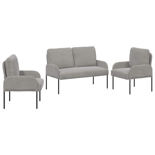 vidaXL Sofas&aelig;t med pude 3 pcs Lysegr&aring; 115 x 56 x 80 cm Krydsfin&eacute;r