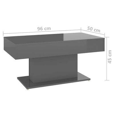vidaXL sofabord 96x50x45 cm spånplade grå højglans