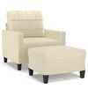 vidaXL sofastol med fodskammel 60 cm kunstl&aelig;der cremefarvet