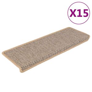 vidaXL selvkl&aelig;bende trappem&aring;tter 15stk. 65x21x4cm sisal-look lys beige