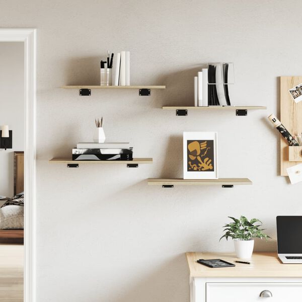 vidaXL boghylder 4 stk. 60x30x1,5 cm konstrueret tr&aelig; sonoma-eg