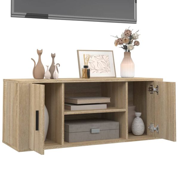 vidaXL tv-bord 100x35x40 cm konstrueret tr&aelig; sonoma-eg