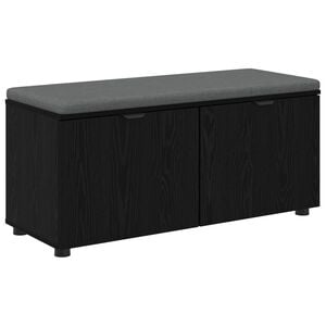 vidaXL Hallb&aelig;nk med pude Sort Eg 100 x 38 x 46 cm Kunstigt tr&aelig; og stof