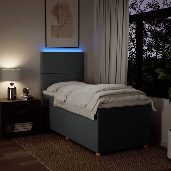 vidaXL kontinentalseng med madras 80x200 cm stof m&oslash;rkegr&aring;