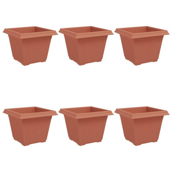 vidaXL Firkantet Blomsterkrukke 6 pcs Mursten R&oslash;d 28,5 x 28,5 x 22 cm
