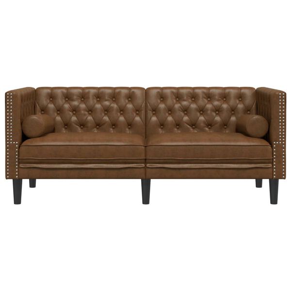 vidaXL 2-personers Chesterfield-sofa m. puder imiteret ruskind brun