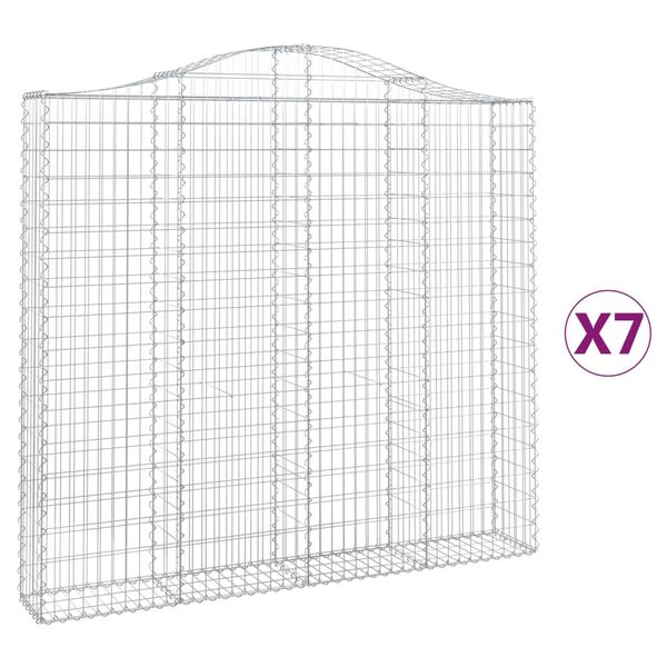 vidaXL buede gabionkurve 7 stk. 200x30x180/200 cm galvaniseret jern
