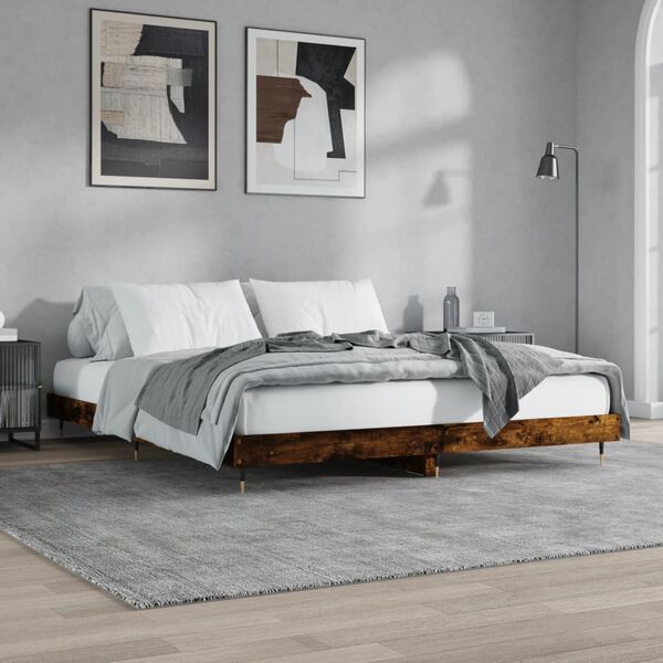 vidaXL sengeramme uden madras 200x200 cm konstrueret tr&aelig; r&oslash;get eg