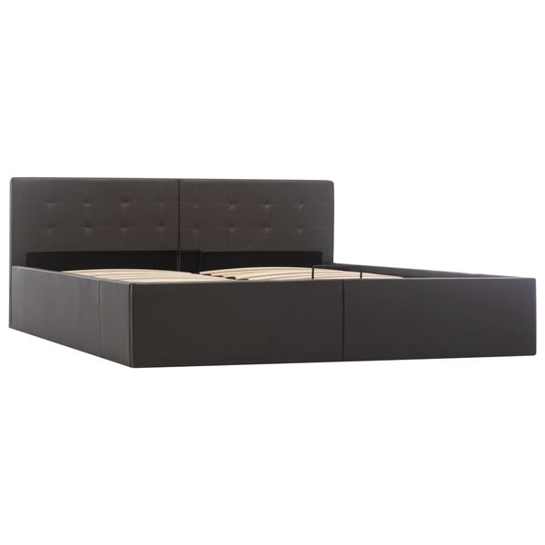 vidaXL hydraulisk opbevaringsseng 160 x 200 cm kunstl&aelig;der gr&aring;