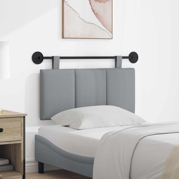 vidaXL H&aelig;ngende Hovedgavl V&aelig;gmonteret Lysegr&aring; 90 x 55 x 5 cm Stof