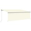vidaXL markise m. gardin+LED+vindsensor 4x3 m automatisk cremefarvet