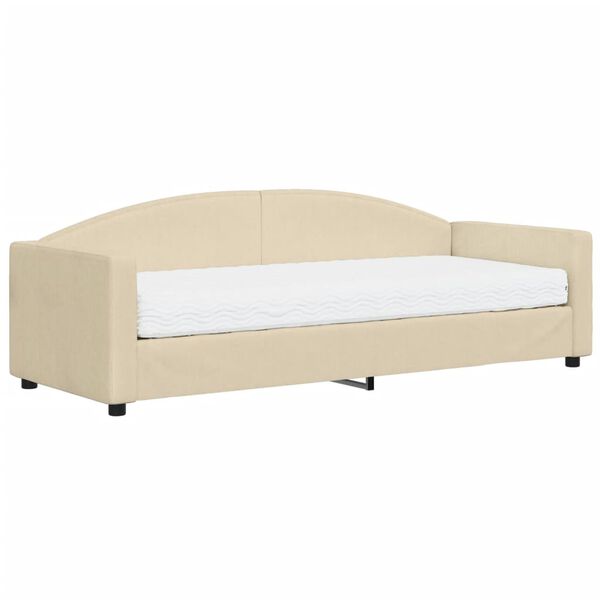 vidaXL daybed med madras 80x200 cm stof cremefarvet