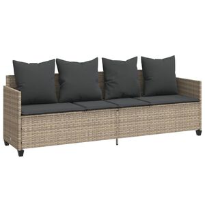 vidaXL loungesofa med hynder polyrattan lysegr&aring;