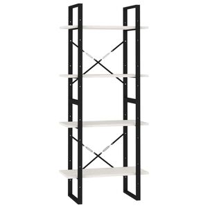 vidaXL bogreol med 4 hylder 60x30x140 cm massivt fyrretr&aelig; hvid