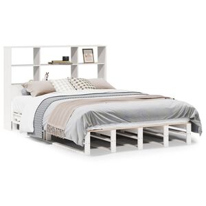 vidaXL seng med reol uden madras 160x200 cm massivt tr&aelig; hvid