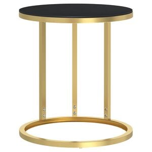 vidaXL sidebord 45 cm h&aelig;rdet glas guldfarvet og sort