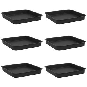 vidaXL Firkantet Blomsterbakke 6 pcs Sort 15 x 15 x 2 cm Plastik