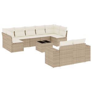 vidaXL sofas&aelig;t til haven 10 dele med hynder polyrattan beige
