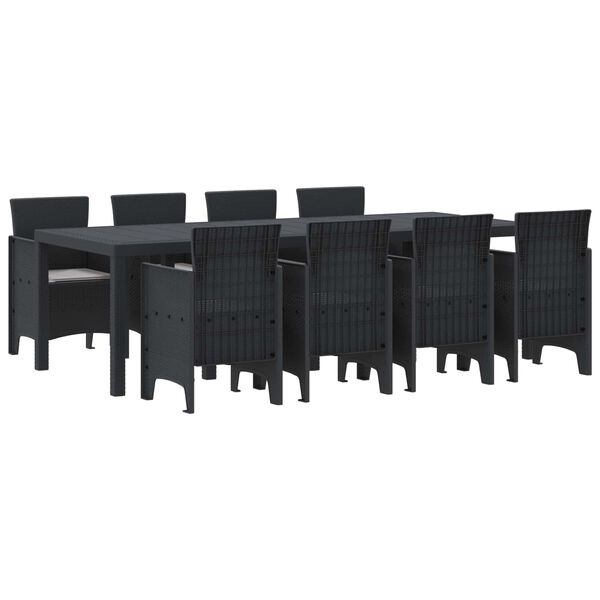 vidaXL Have Spisebordssæt 9 pcs Antracit Polt rattan