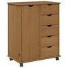 vidaXL Rullende skab 63,5 x 39 x 79 cm Massivt fyrretr&aelig; Honningbrun