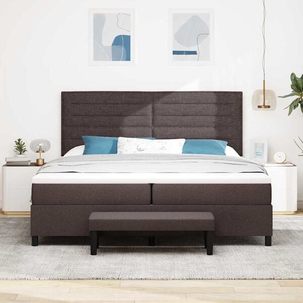 vidaXL Box spring seng med madras M&oslash;rk Brun 200 x 200 cm Stof