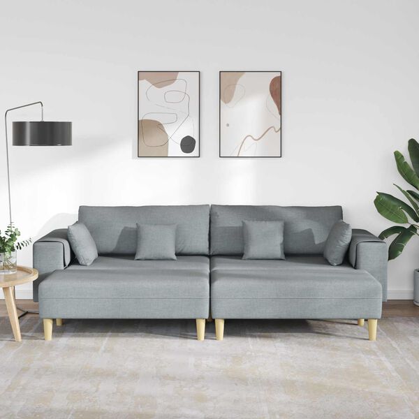 vidaXL Sofa med pude 3 pcs Lysegr&aring; Stof