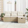 vidaXL Havesofa S&aelig;t med pude 4 pcs Beige og creme polyrattan