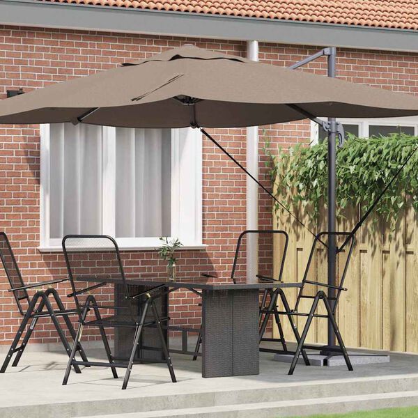 vidaXL Kantilever Roma Parasol Gråbrun og Sort 352 x 251 x 260 cm