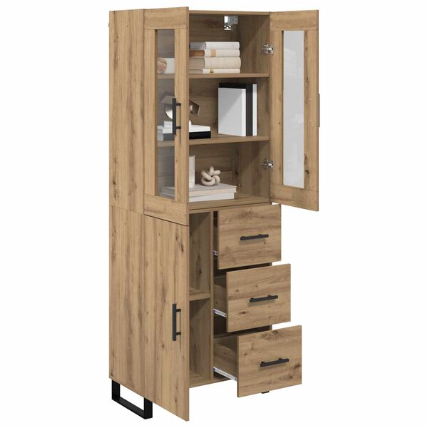 vidaXL Highboard med skuffe 2 pcs Artisan Egetr&aelig; Konstrueret tr&aelig;