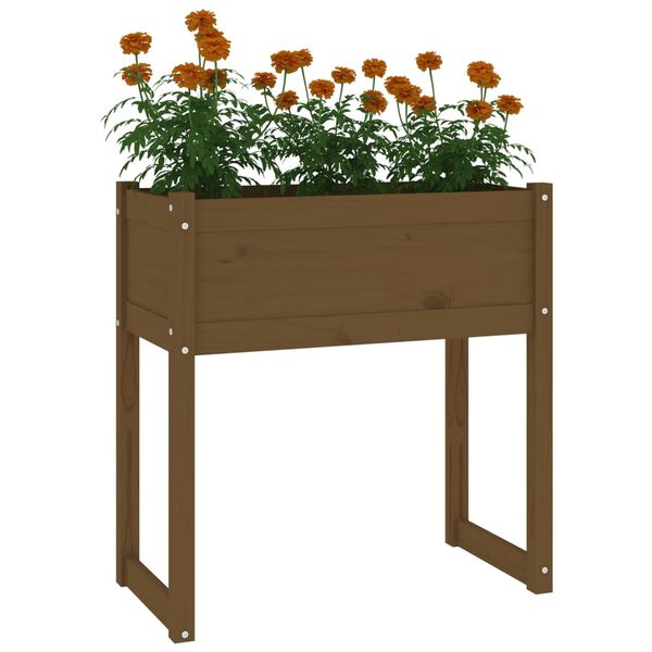 vidaXL plantekasse 78x40x81 cm massivt fyrretr&aelig; gyldenbrun