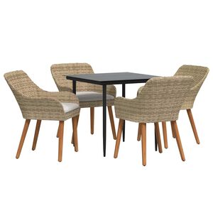 vidaXL Have Spisebordss&aelig;t 5 stk. Beige polyrattan
