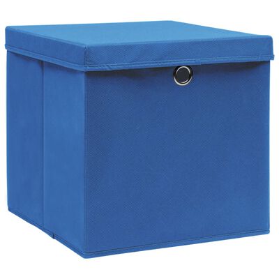 vidaXL opbevaringskasser med låg 4 stk. 28x28x28 cm blå